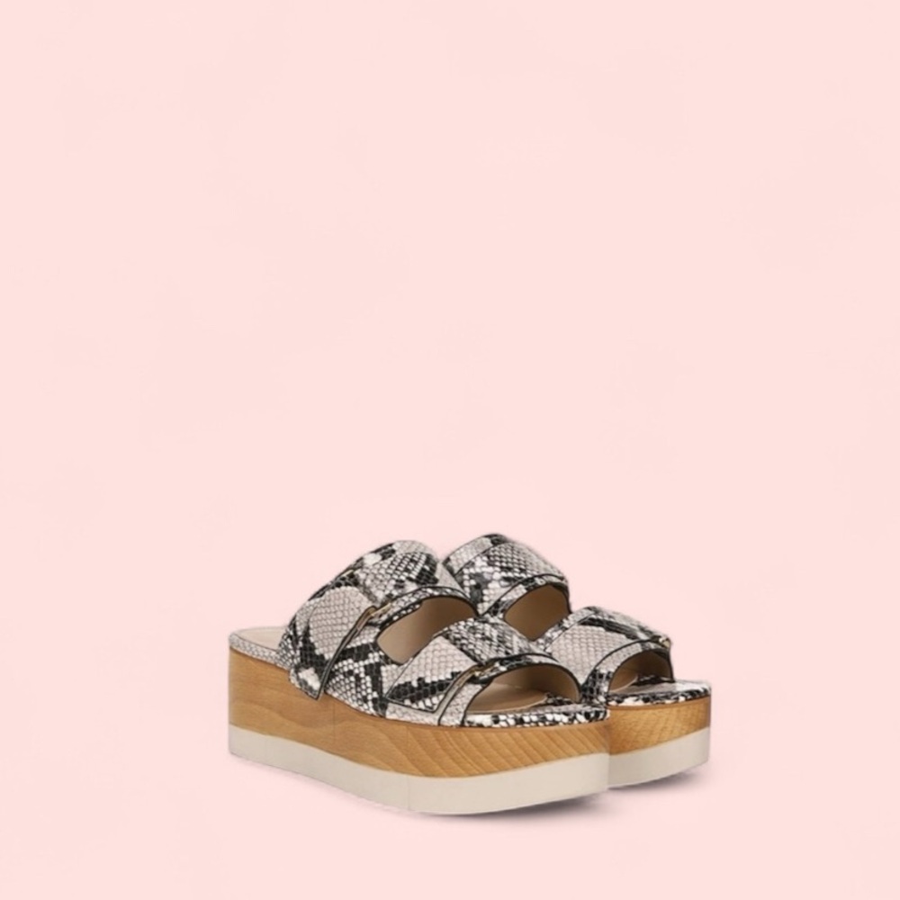 VERONICA BEARD Welda Snake-Print Wedge Platform Sandals